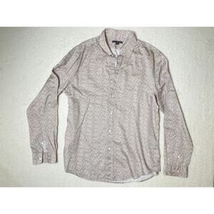 John Varvatos Floral Business Wear Casual Button-up Long Sleeve Shirt L Cream